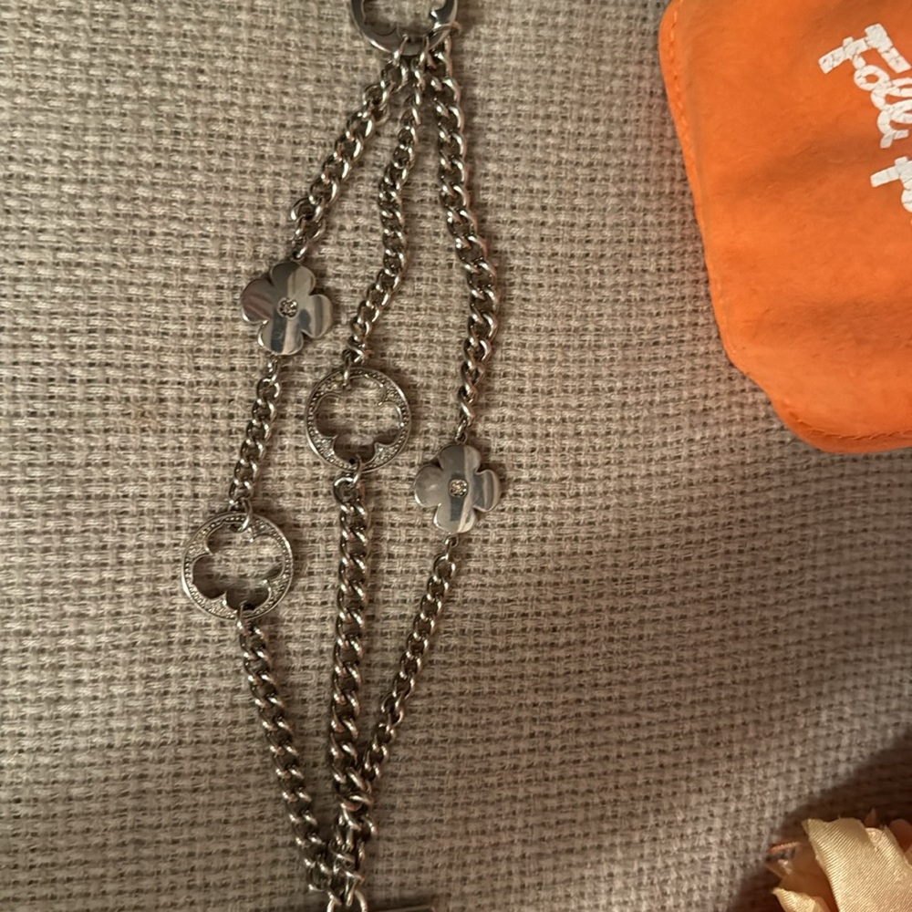 Folli Follie Designer Silver three strand bracelet heart4heart with toggle. - Picture 10 of 10
